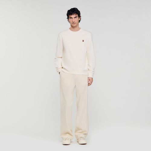 Sweat oversize à patch en cuir - Sandro Paris - Modalova