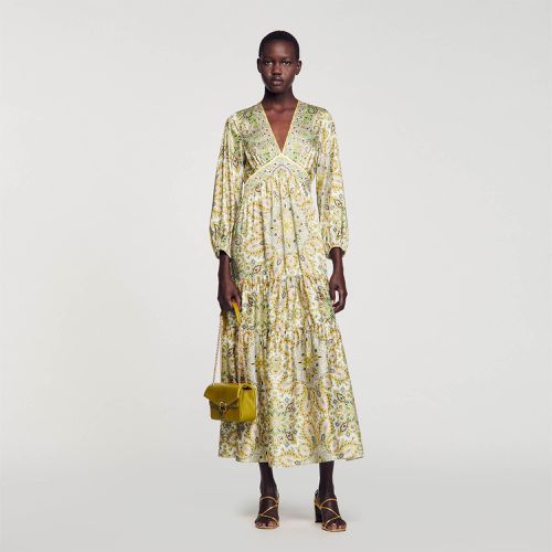 Robe longue à imprimé foulard - Sandro Paris - Modalova