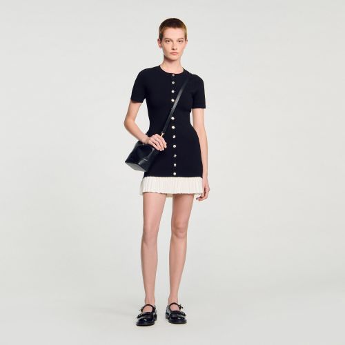 Robe courte en maille à volant - Sandro Paris - Modalova