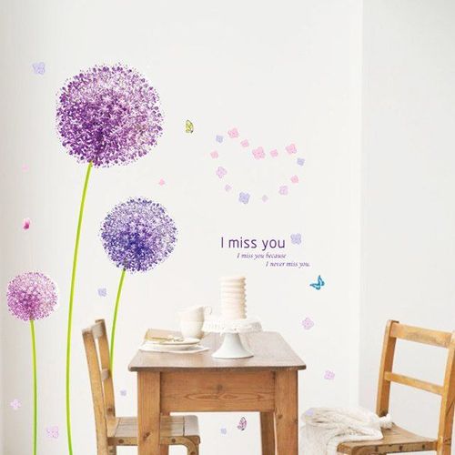 Decoration Chic Violet Dandelion Motif Autocollant Mural Pour Chambre Salon Dcoration - Dresslily FR - Modalova