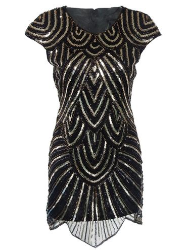 Vetement Neck Gergeous ronde sans manches rayures Paillettes Agrmente irrgulire robe Hem club pour les s - Dresslily FR - Modalova