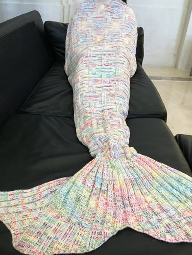 Couvertures Couverture Design Queue de Sirne Tricote en Laine Motif Gomtrique Confortable - Dresslily FR - Modalova