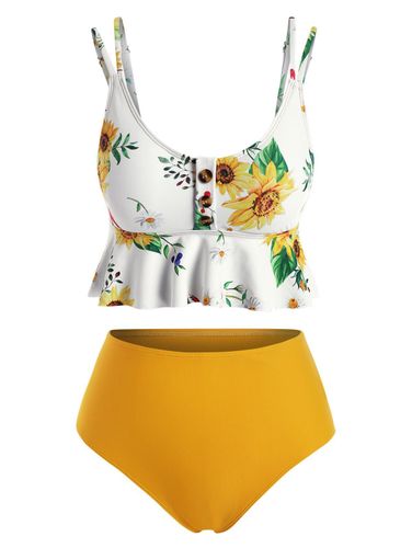 Tankinis Maillot de Bain Tankini Contrle du Ventre Tournesol Volants Taille Haute - Dresslily FR - Modalova