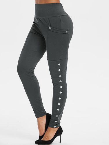 Leggings Legging Bouton-pression Taille Haute avec Poche - Dresslily FR - Modalova