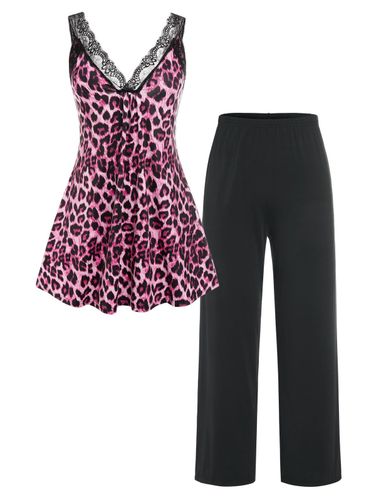 Vetement Ensemble de Pyjama Dbardeur Imprim Lopard de Grande Taille et Pantalon - Dresslily FR - Modalova