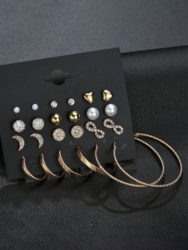 Boucles d'Oreilles 12 Paires Ensemble de Boucles D'Oreilles Lune Cur Diamant Artificiel - Dresslily FR - Modalova