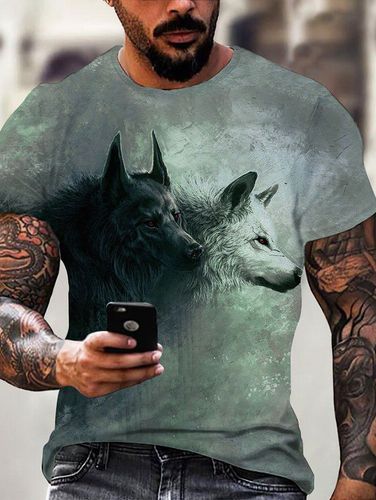 T-Shirts T-shirt Manches Courtes Imprim Loup 3D - Dresslily FR - Modalova