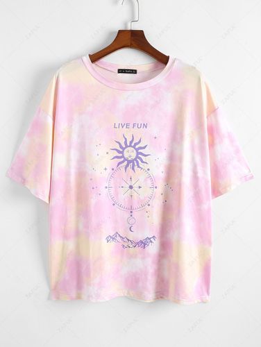 T-shirt Teinté à Imprimé Soleil Grande Taille - ZAFUL - Modalova
