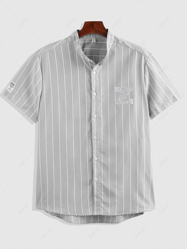Chemise à Imprimé Lettre Rayée Boutonnée - ZAFUL - Modalova