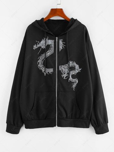 ZAFUL Sweat Capuche Zipp Imprim Dragon S - Zaful FR - Modalova