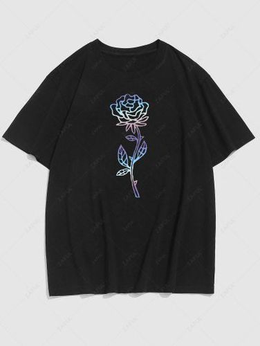 Ombre Color Rose Pattern T-shirt - Zaful - Modalova