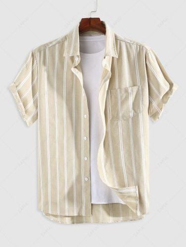 Vertical Striped Short Sleeves Shirt Top - Zaful - Modalova