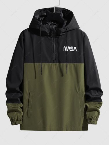 Blouson à Capuche Pull-over à Zip Bicolore Denim - ZAFUL - Modalova