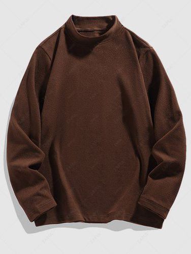 Mock Neck Long Sleeves Fleece Thermal Essentials T Shirt - Zaful - Modalova