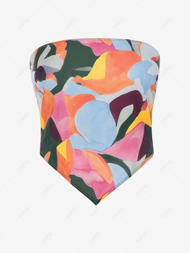 Haut Bandeau à Imprimé Abstrait Coloré Noué Au Dos à Ourlet de Foulard - ZAFUL - Modalova