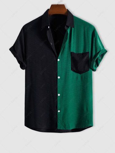 Two Tone Colorblock Short Sleeves Shirt - Zaful - Modalova