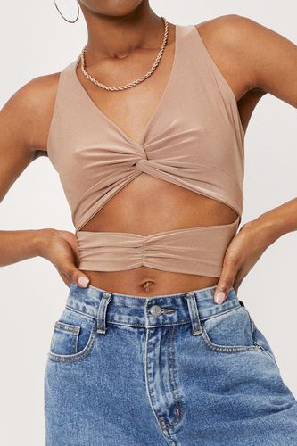 Crop Top Effet Soyeux À Nœuds Et Découpes - - 32 - Nasty Gal - Modalova