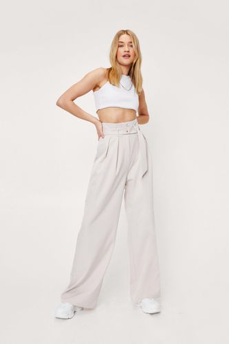 Pantalon Large Taille Haute À Ceinture Et Détails Plissés À L'Avant - 40 - Nasty Gal - Modalova