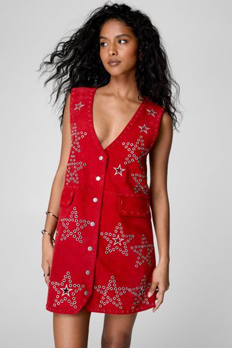 Premium Star Studded Suede Mini Dress - 32 - Nasty Gal - Modalova