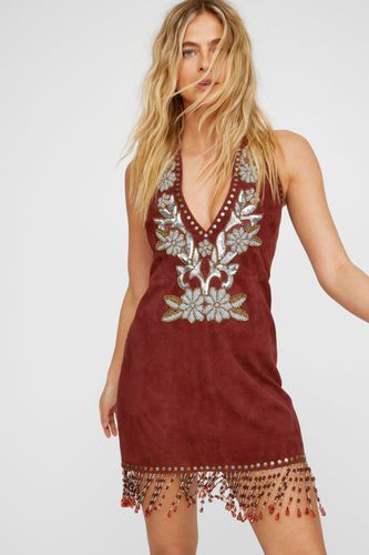 Real Suede Applique Halterneck Mini Dress - 34 - Nasty Gal - Modalova