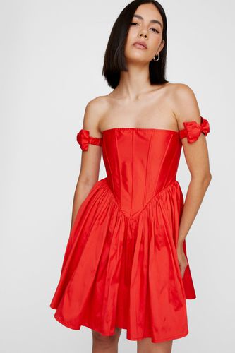 Bow Strap Corset Taffeta Mini Dress - 34 - Nasty Gal - Modalova