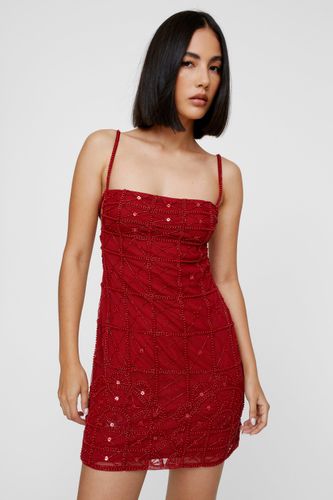 Placement Beaded Strappy Slip Mini Dress - 36 - Nasty Gal - Modalova