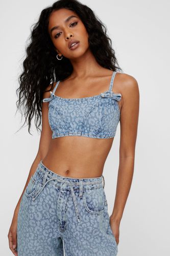 Washed Leopard Denim Bra - 32 - Nasty Gal - Modalova