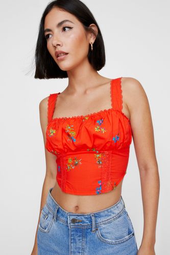 Floral Lace Trim Corset Top - 34 - Nasty Gal - Modalova