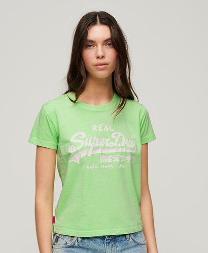 Damen Figurbetontes T-Shirt mit Neonfarbener Grafik - Größe: 42 - Superdry - Modalova
