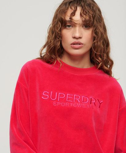 Damen Kastiges Velours-Sweatshirt mit Rundhalsausschnitt und Grafik - Größe: 44 - Superdry - Modalova