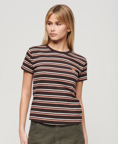 Damen und Figurbetontes Essential T-Shirt mit Logo Gestreift, Größe: 36 - Superdry - Modalova