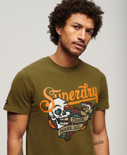 Herren T-Shirt mit Tattoo-Schriftzug und Logo-Druck, Größe: XL - Superdry - Modalova