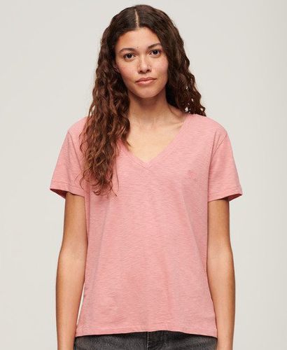 Women's Strukturiertes T-Shirt mit V-Ausschnitt und Stickerei - Größe: 44 - Superdry - Modalova