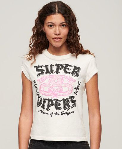 Damen Verziertes T-Shirt mit Poster-Print und Flügelärmeln - Größe: 36 - Xmas deals - Superdry - Modalova