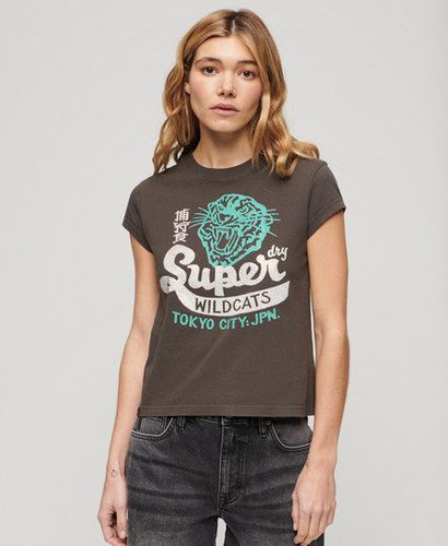 Women's Verziertes T-Shirt mit Poster-Print und Flügelärmeln - Größe: 44 - Xmas deals - Superdry - Modalova