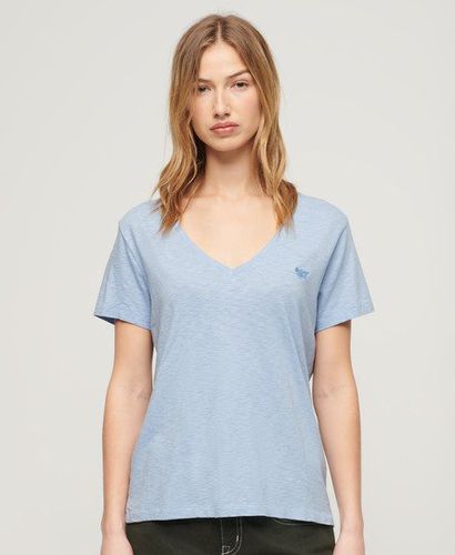 Women's Strukturiertes T-Shirt mit V-Ausschnitt und Stickerei - Größe: 42 - Superdry - Modalova