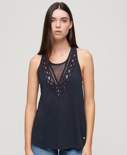 Damen Jersey-Tanktop mit Spitze - Größe: 36 - Superdry - Modalova