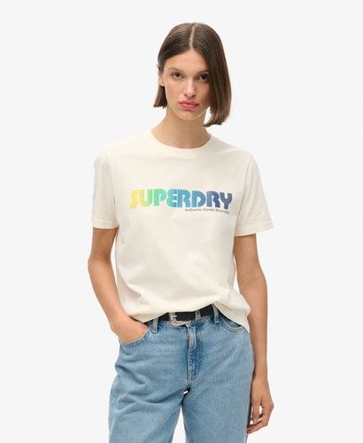 Damen T-shirt in Lässiger Passform mit Regenbogen-logo - Größe: 36 - Superdry - Modalova