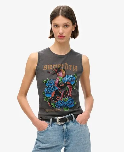 Damen Tattoo Tanktop mit Strassbesatz - Größe: 44 - Superdry - Modalova