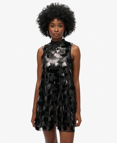 Damen Kleid in A-linie mit Fransen und Pailletten - Größe: 34 - Superdry - Modalova