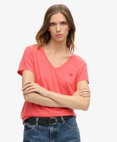 T-shirt Flammé à Logo Brodé et col V Taille: 38 - Superdry - Modalova