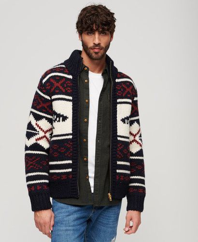 Men's Grob Gestrickter Cardigan mit Reißverschluss und Muster - Größe: M - Superdry - Modalova