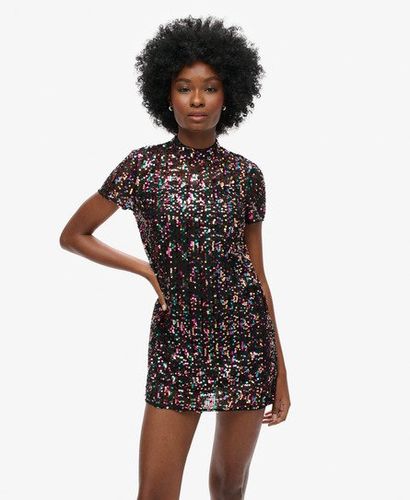Damen Hochgeschlossenes T-shirt-kleid mit Pailletten - Größe: 36 - Superdry - Modalova