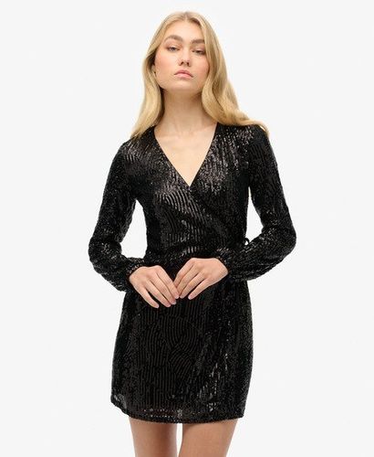Damen Pailletten-minikleid in Wickeloptik - Größe: 36 - Superdry - Modalova