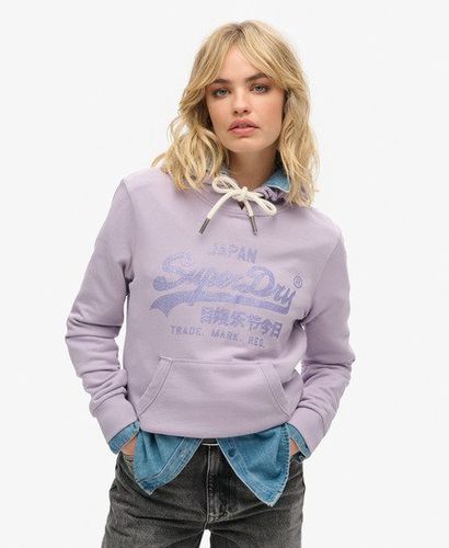 Damen Nicht Angerautes Metallic Vintage Logo Hoodie mit Grafik - Größe: 40 - Superdry - Modalova