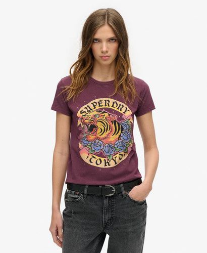 Damen Figurbetontes Tattoo-T-Shirt mit Strassbesatz - Größe: 42 - Superdry - Modalova