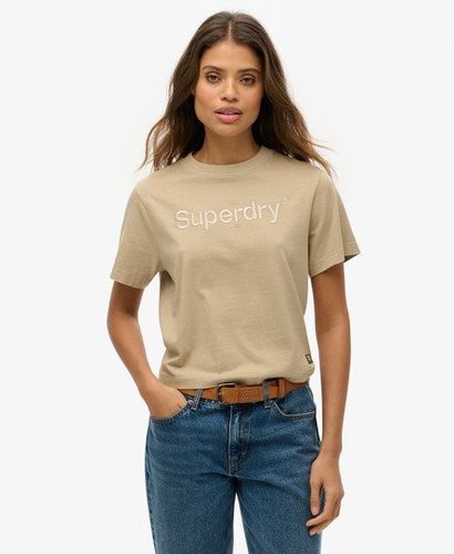 Women's Kastiges, Lockeres T-shirt mit Aufgesticktem Core-logo - Größe: 34 - Superdry - Modalova