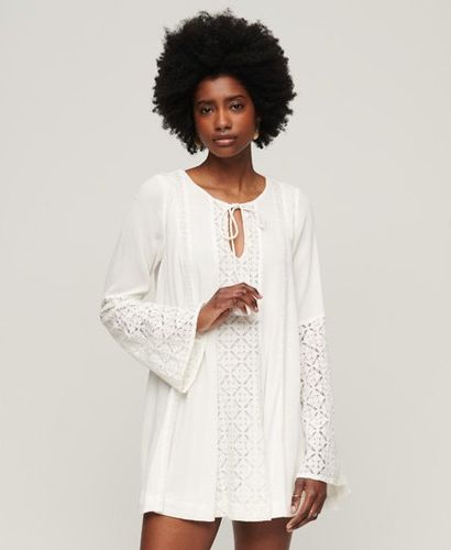 Robe Courte en Dentelle à Manches évasées Taille: 40 - Superdry - Modalova