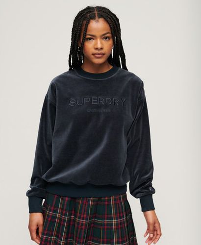 Women's Velours-Sweatshirt mit Rundhalsausschnitt und Grafik - Größe: 36 - Superdry - Modalova