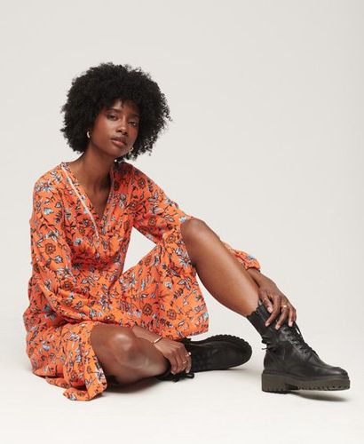 Damen Bedrucktes Tea Dress in Midilänge mit V-Ausschnitt - Größe: 38 - Superdry - Modalova